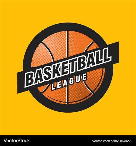 Basketball league logo with ball sport badge Vector Image