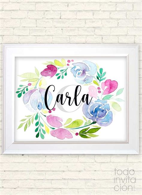 Cuadro Personalizado Nombre Watercolor Todoinvitacion Nombres Con