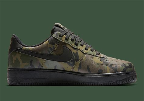 Nike Air Force 1 Low Olive Reflective Camo Black Mens Casual Shoes