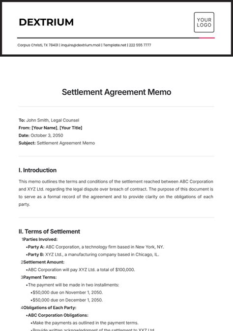 Settlement Agreement Settlement Agreement In Malaysia | Download