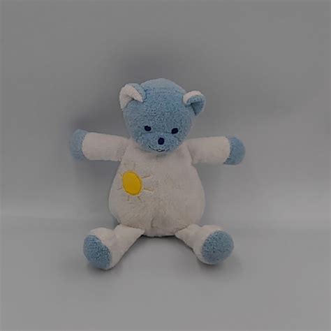 Doudou Ours Bleu Blanc Soleil Musti De Mustela