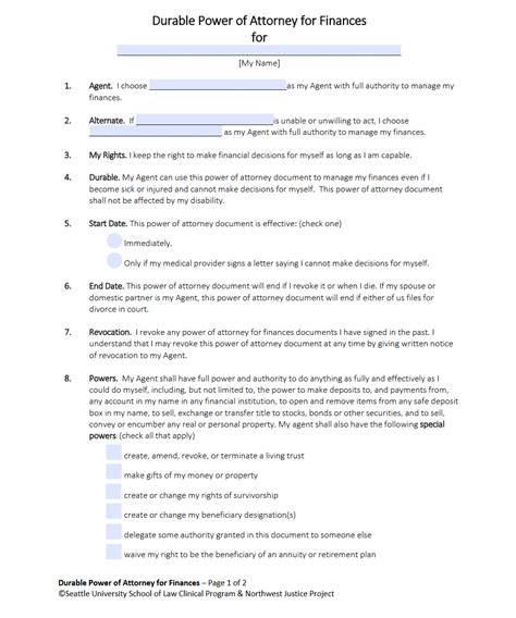 Durable Power of Attorney for Finances | Forms - Docs - 2023