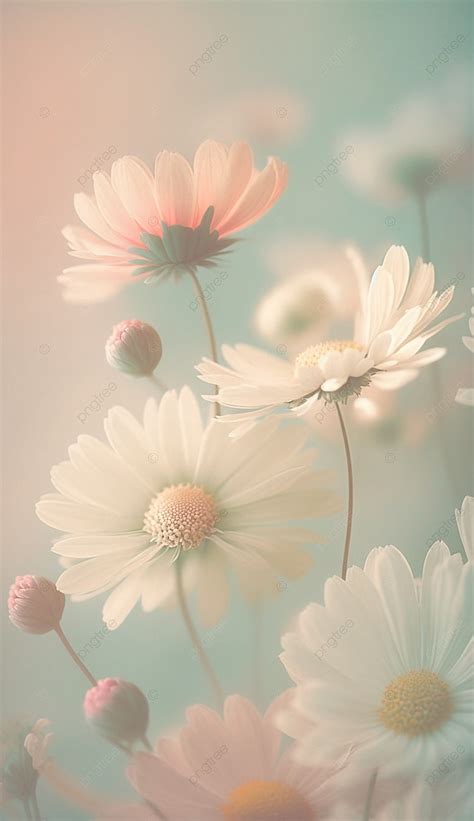 Small Daisies Pink White Pastel Colors Cute Background Wallpaper Image