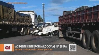 Jornal do Almoço Acidentes interrompem parcialmente trânsito na ERS