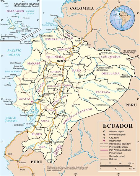 Ecuador road map - Ontheworldmap.com