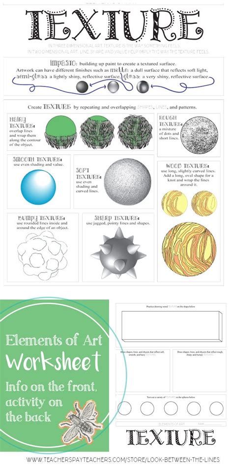 Elements of Art Texture Worksheet Art Activity, Sub Plan, Elements of ...