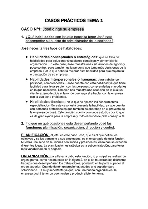 Casos Prácticos TEMA 1 CASOS PRÁCTICOS TEMA 1 CASO Nº1 José dirige