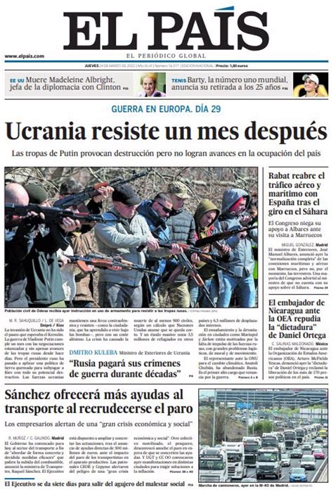 Portadas De Los Periódicos Del Jueves 24 De Marzo