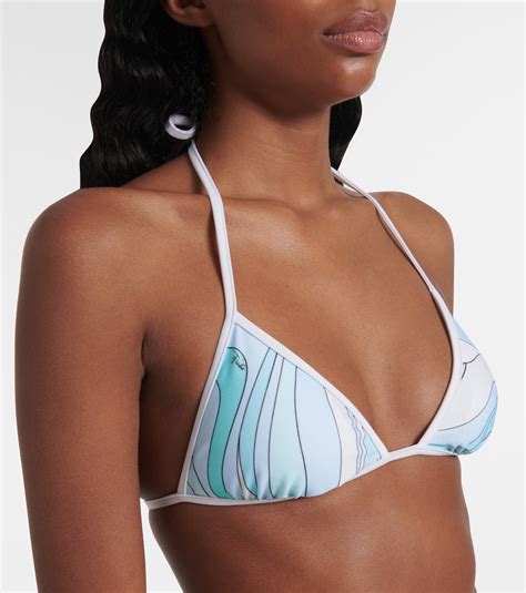 Marmo Bikini Top In Blue Pucci Mytheresa