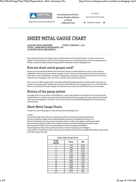 Sheet Metal Gauge Chart PDF | PDF