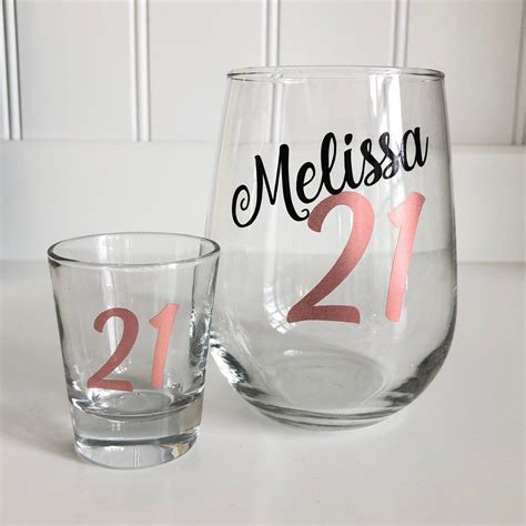 21st Birthday Wine Glass Shot Glass 21st Birthday T Finally Etsy 21st Birthday Glass