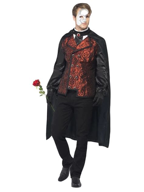 49 Red And Black Dark Opera Masquerade Men Adult Halloween Costume Medium Trajes De