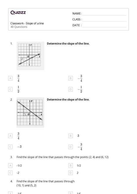 50 Slope Of A Line Worksheets For 8th Grade On Quizizz Free And Printable