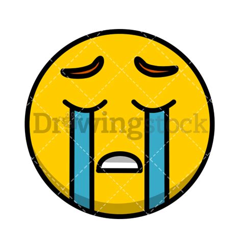 Emoji Crying Sob Face Icon Vector Drawing Cartoon Image