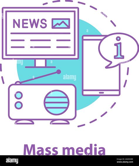 Mass Media Concept Icon Press Idea Thin Line Illustration News Electronic Newspaper Radio