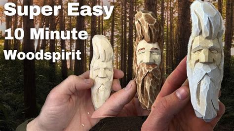 Super Easy Beginner 10 Minute Woodspirit Woodcarving Youtube