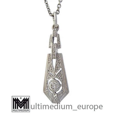 ART DECO 835 Silber Anhänger Diamant um 1930 silver pendant 1930s EUR