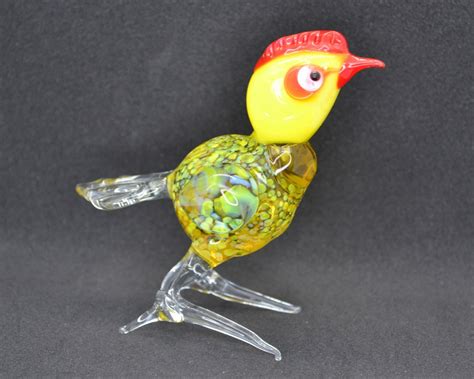 Art Glass Chicken Sculpture Blown Glass Chicken Figurine Etsy