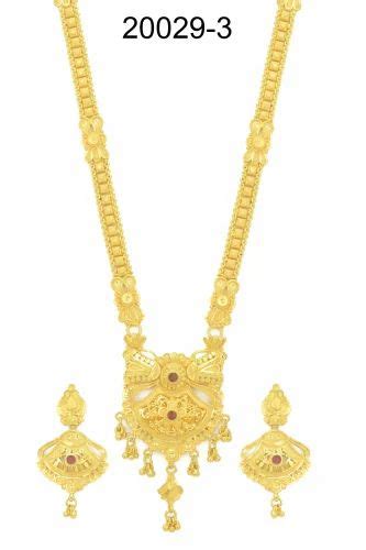 Wedding Wear Golden Gold Plated Long Necklace Set Size Inch