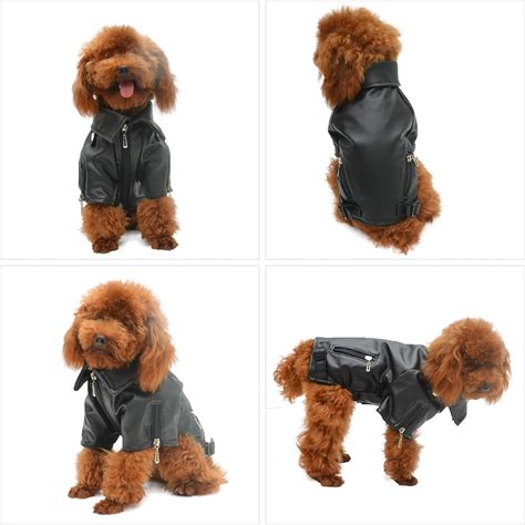 Lovelonglong Chaqueta de cuero fresca para perros abrigos cálidos para