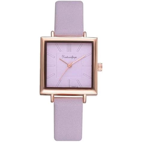 Montre Cuir Quartz Cadran Carr Pour Femme De Luxe Pas Cher Casual