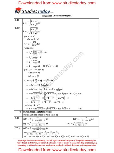 Cbse Class 12 Mathematics Integration Worksheet 5 Pdf Equations Algebra