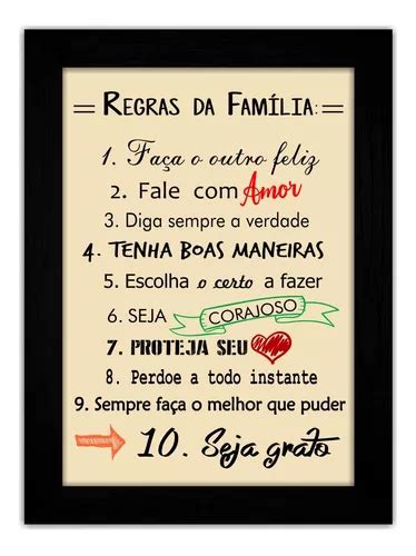 Quadro Decorativo Grande Para Sala Frase Regras Da Família Frete grátis