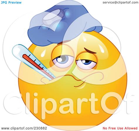 Royalty Free RF Clipart Illustration Of A Yellow Emoticon Sick With A