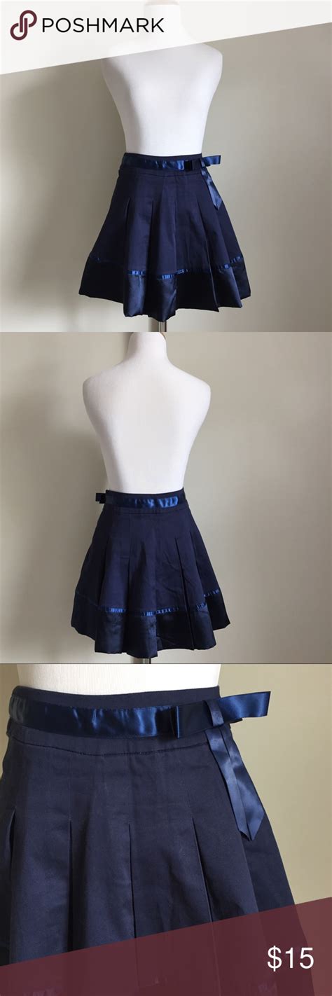 Forever 21 Navy Blue Pleated A Line Skirt