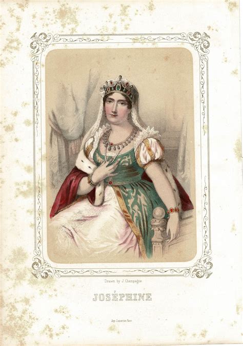 Antique Portrait of Empress Josephine French Color Lithograph 1857 ...