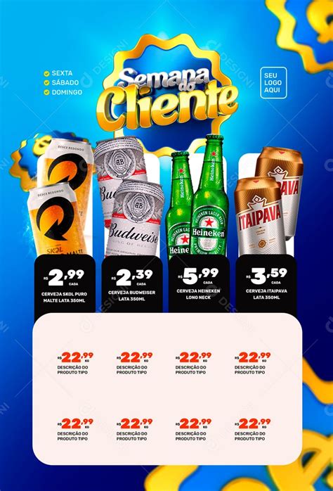 Encarte Semana Do Cliente Promoções Cervejas Social Media Psd Editável