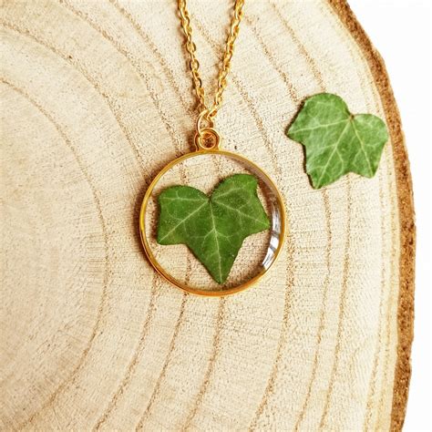 Ivy Necklace Real Ivy Necklace Green Leaf Necklace Gold Etsy