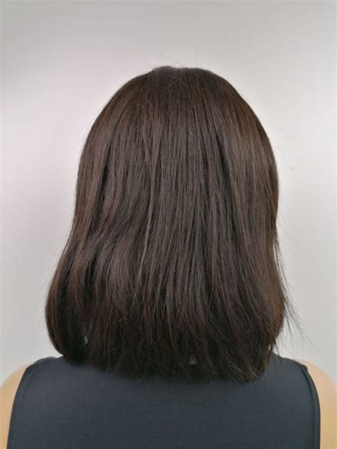 Peruka Naturalna Long Bob Bez Grzywki Czekoladowy Br Z Lace Front