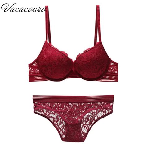 Krastmoon Sexy Women Full Lace Bra Sets Underwire 3 4 Cup Lingerie Set