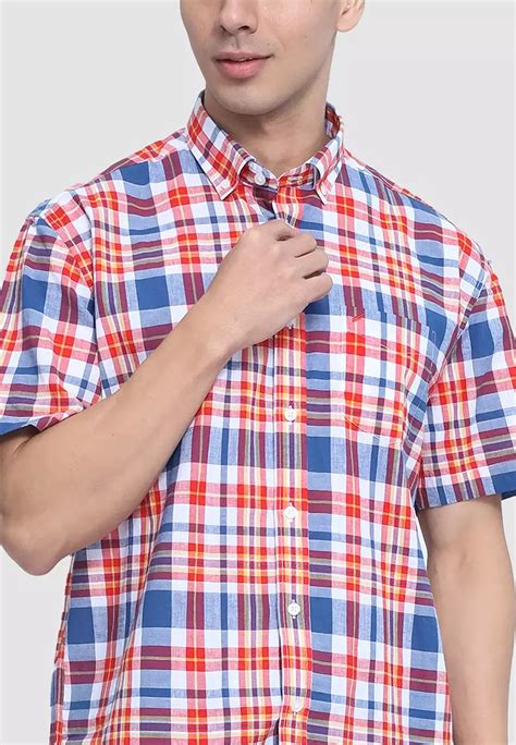 Buy Daniel Hechter Plaid Regular Fit Linen Shirt In Short Sleeve