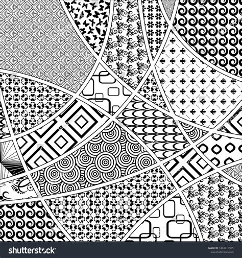 Set Different Black White Zentangle Patterns Stock Vector (Royalty Free ...