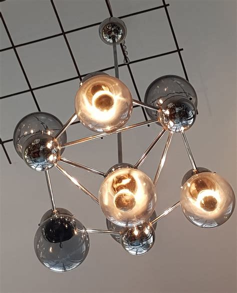 Plafonnier Atomic Avec Boules En Verre De Murano Et Suspension En