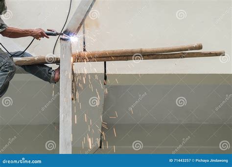 Arc Welder Cutting Steel Pipe Stock Image Image Of Laser Pipe 71443257