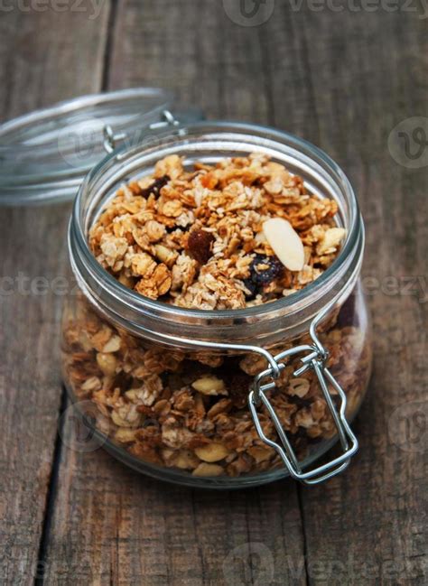 Homemade Granola In Jar Stock Photo At Vecteezy