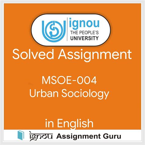 Msoe Urban Sociology In English Solved Assignment Free