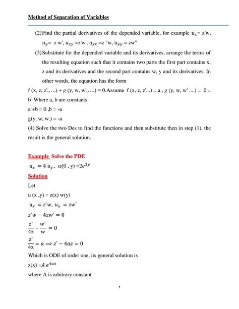 Solution Method Of Separation Of Variables Studypool