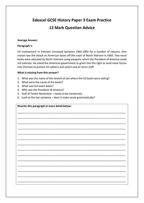 Exam Practice History Worksheets Ks3 And Ks4 Lesson Resources