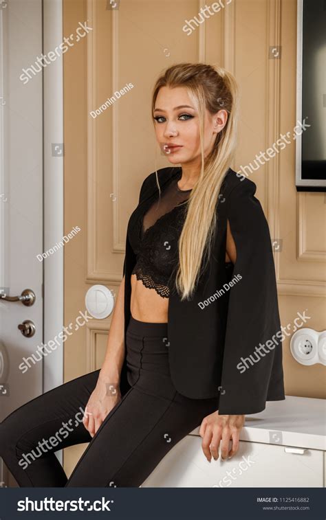 Beautiful Blonde Girl Sexy Business Suit Stock Photo Shutterstock