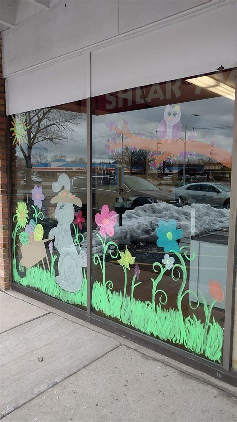 Spring, Easter window painting by Kelly Porter | Easter window display ...