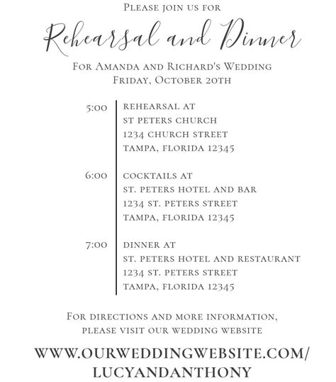 Rehearsal Dinner Invitations Rehearsal Dinners St Peter S Church