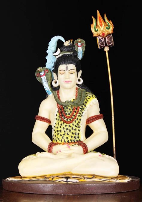 Glasspoll Art Multicolor Fiber Meditating Shiva Statue Model Number