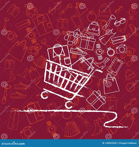 Shopping Cart Full Variety Of Products Stock Vector Illustration Of