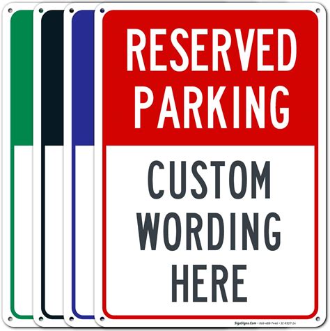 Reserved Parking Red Custom Sign X Inches Rust Free Aluminum