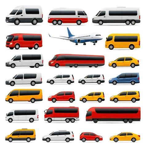 A Collection Of Different Colored Cars Including A Plane And A Plane