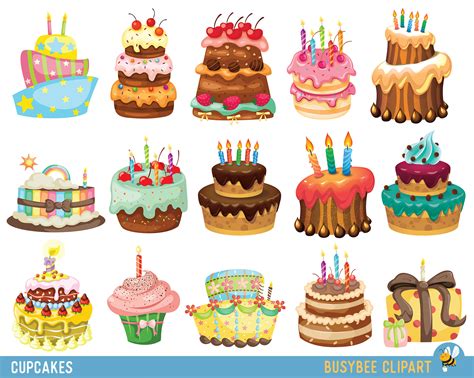 Birthday Cake Clipart. Cake Illustration. Birthday Cake Digital Images ...